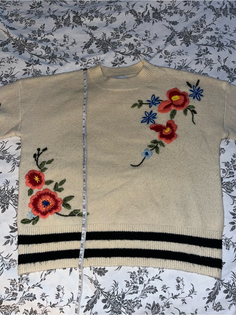Anthropologie Harlyn Gardenstripe Embroidered Pullover size Large - Picture 10 of 13